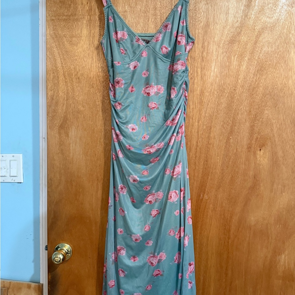 Bailey Rose Chic Floral Maxi Dress - Teal and Pink